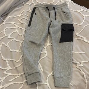 Light Gray Jogger Sweatpants with Black Cargo Pocket